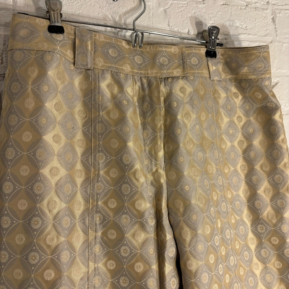 Cream colored brocade pants by Etc